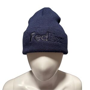 FedEx Knit Beanie Hat | Embroidered Logo | Navy Blue | Made in USA